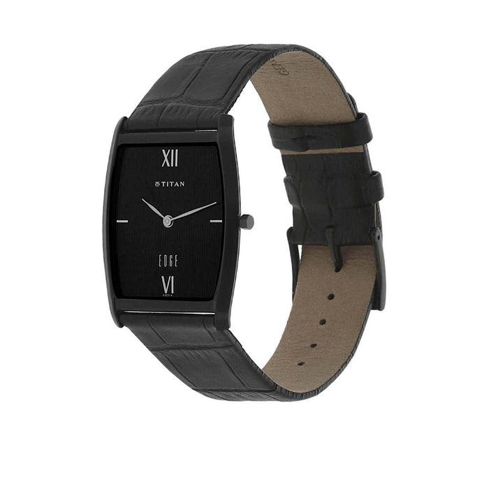 Titan Black Dial Leather Strap Watch 1044NL01