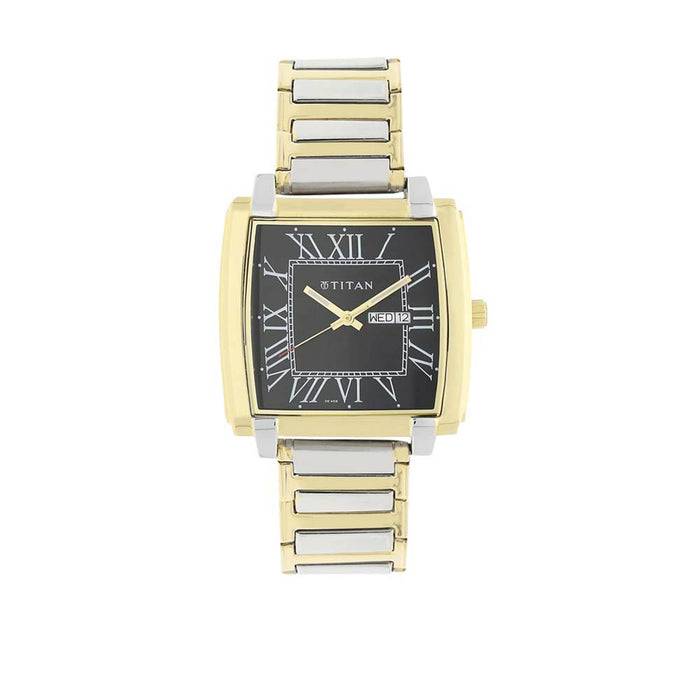 Titan Black Dial Stainless Steel Strap Watch 1586BM02