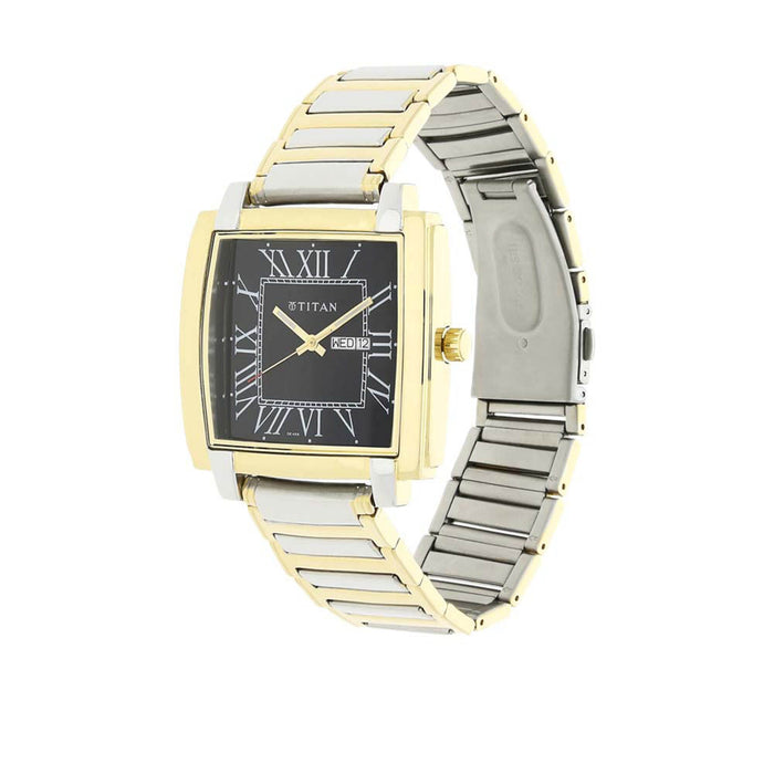 Titan Black Dial Stainless Steel Strap Watch 1586BM02