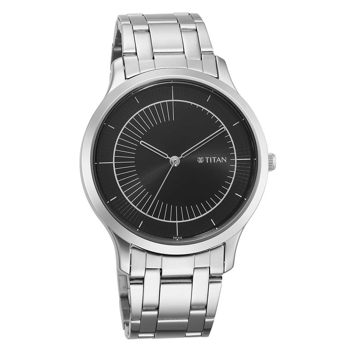 Titan black Dial stainless steel watch for man 1825SM01