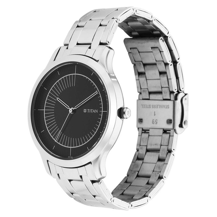 Titan black Dial stainless steel watch for man 1825SM01