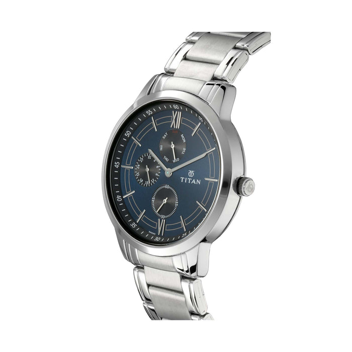 Titan Blue Dial Analog Watch For Men -NR1769SM01, Blue, Glam