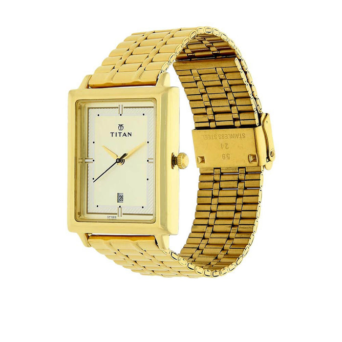 Titan Champagne Dial Analog Watch for Men 1715YM02