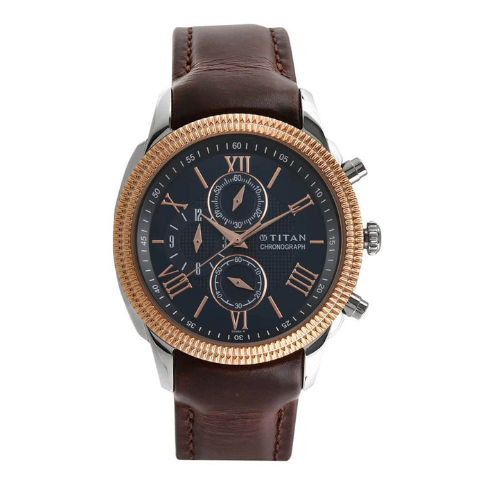 Titan Classique Blue Dial Chronograph Watch for Men