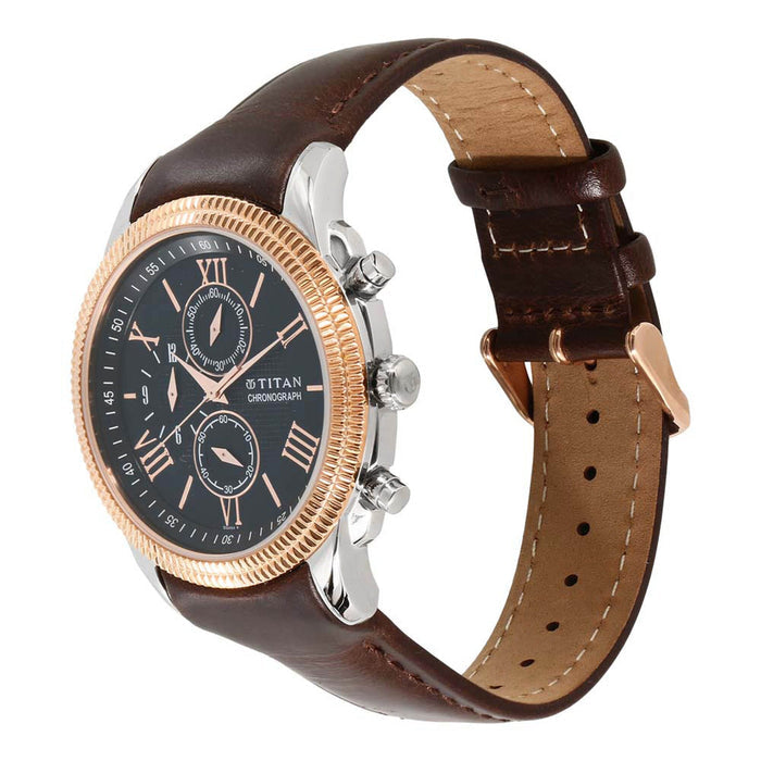 Titan Classique Blue Dial Chronograph Watch for Men