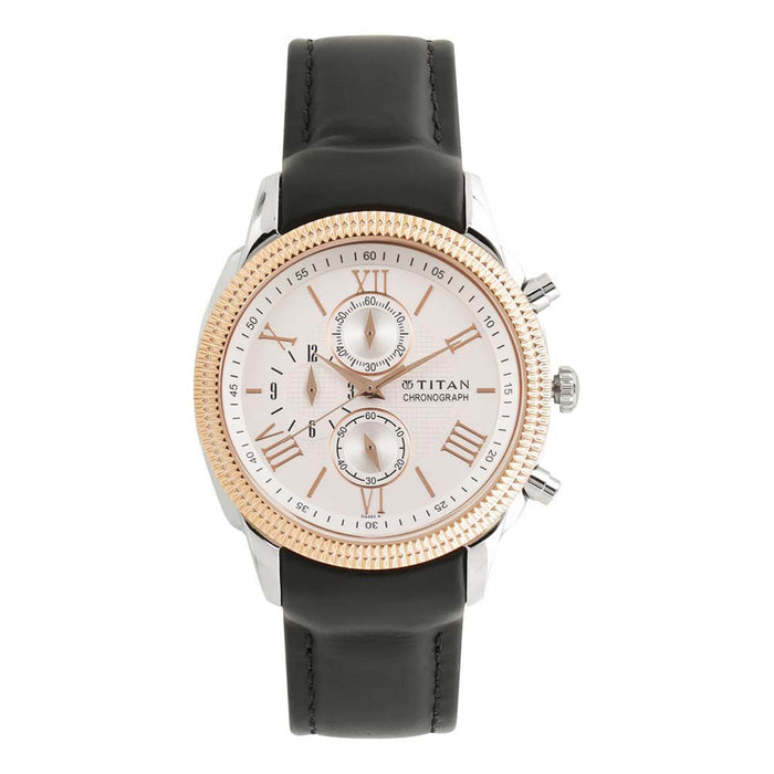 Titan Classique White Dial Chronograph Watch for Men