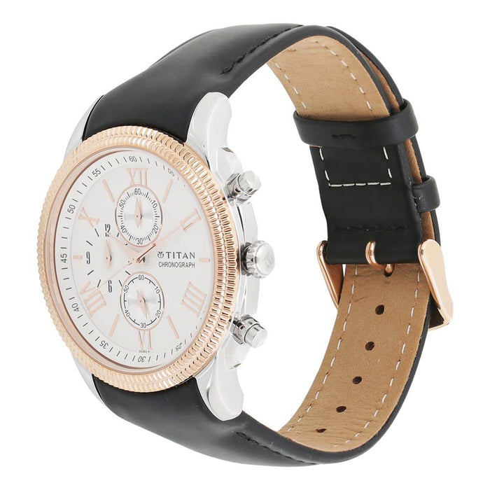 Titan Classique White Dial Chronograph Watch for Men