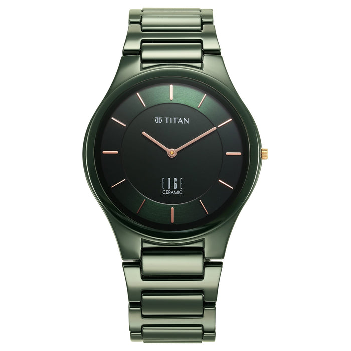 Titan Edge Ceramic Quartz Analog Green Strap Watch for Men 1696QC06