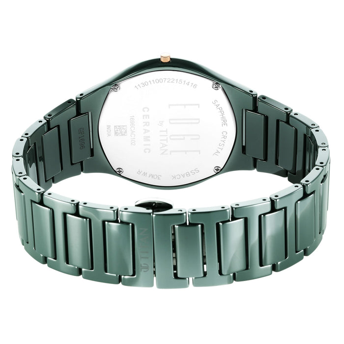 Titan Edge Ceramic Quartz Analog Green Strap Watch for Men 1696QC06