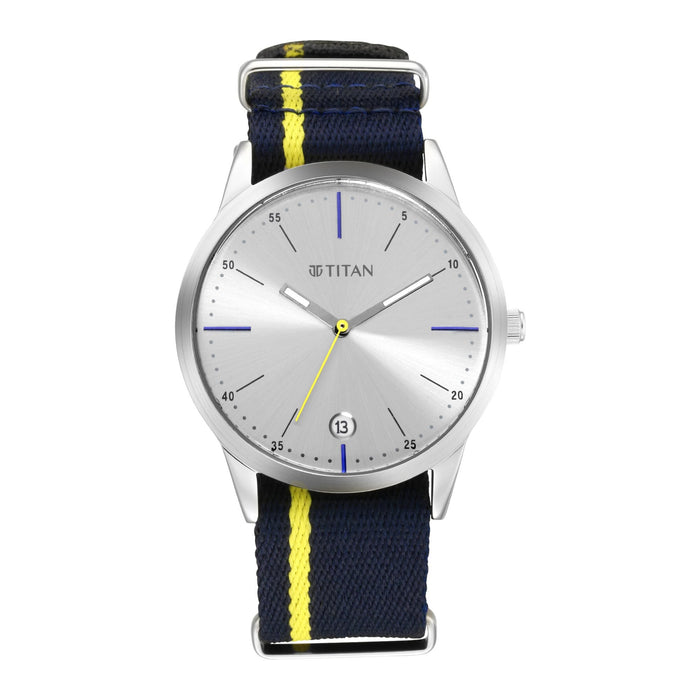 Titan Elmnt Silver Dial Nylon Strap Men's Watc 1806SP01