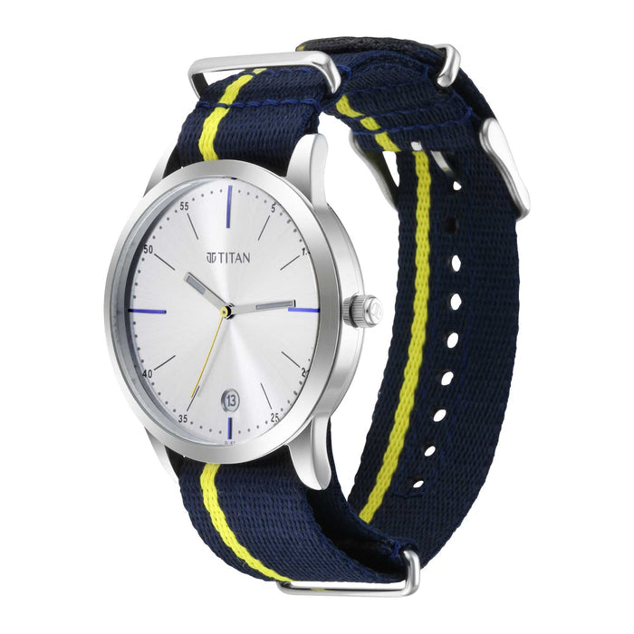 Titan Elmnt Silver Dial Nylon Strap Men's Watc 1806SP01