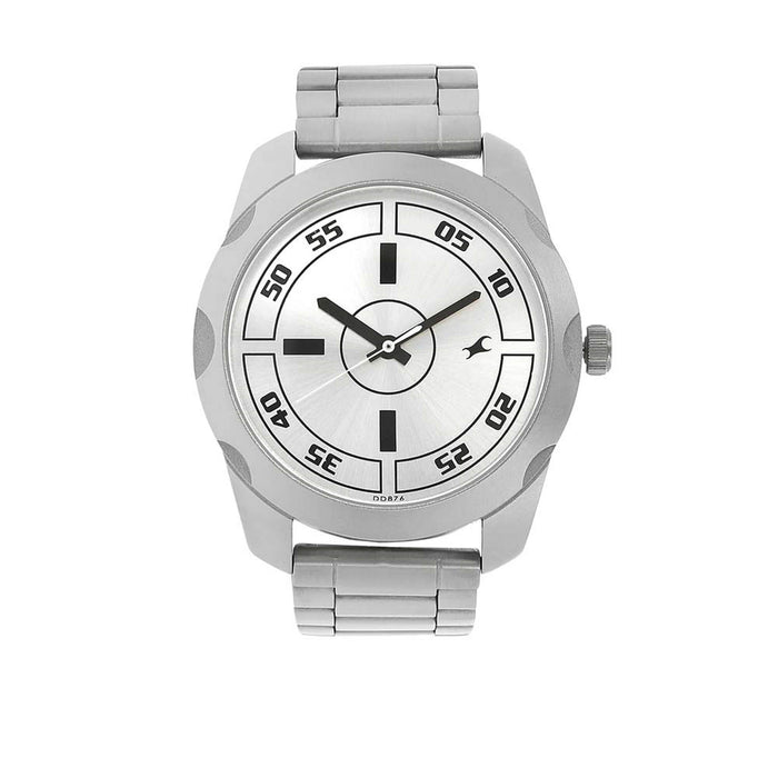 Titan Fastrack 3123SM02 Stainless Steel Band Round Analog Watch for Men - Silver, bracelet
