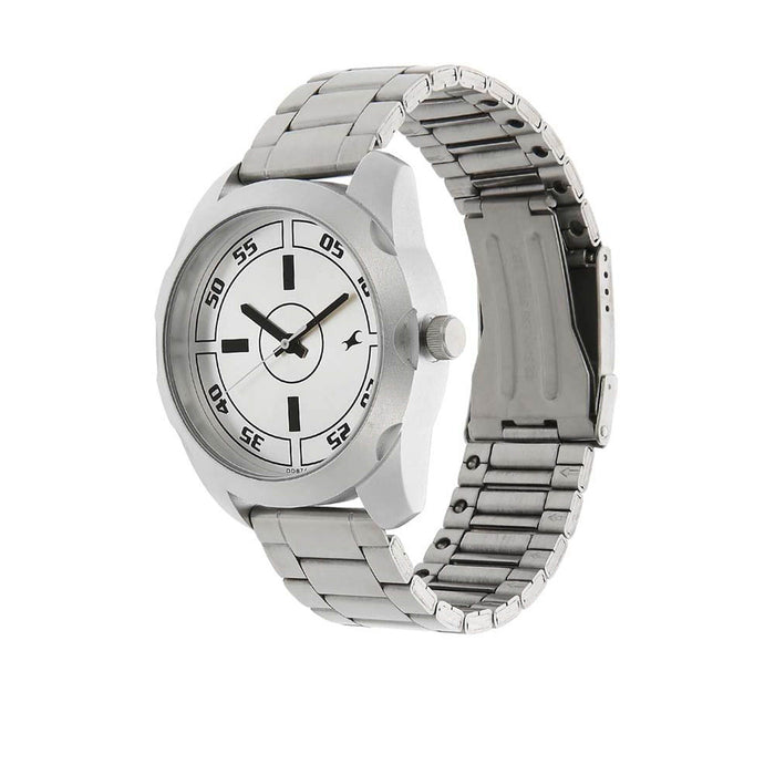 Titan Fastrack 3123SM02 Stainless Steel Band Round Analog Watch for Men - Silver, bracelet