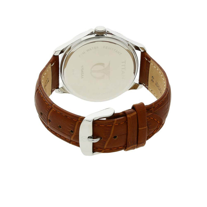Titan Globe Trotter Silver Dial Analog Dual Time Watch for Men 1704SL01
