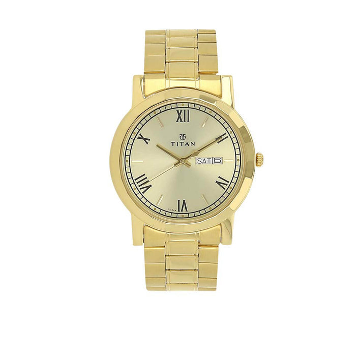 Titan Gold Dial Analogue Watch for Men (1644YM03) NM1644YM03 / NL1644YM03/NR1644YM03, gold, Analog Watch