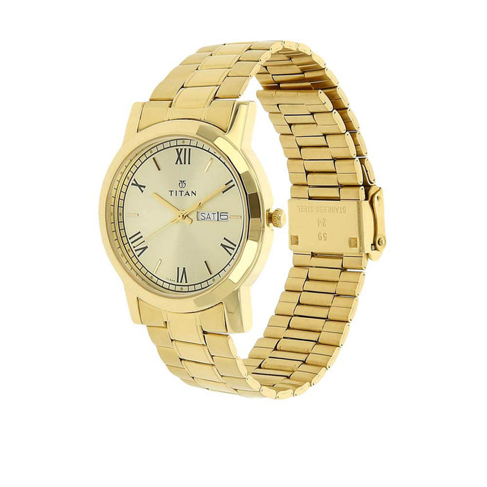Titan Gold Dial Analogue Watch for Men (1644YM03) NM1644YM03 / NL1644YM03/NR1644YM03, gold, Analog Watch
