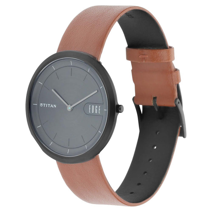 Titan Ishi by Edge Zen Anthracite Dial Leather Strap Watch 1779NL01