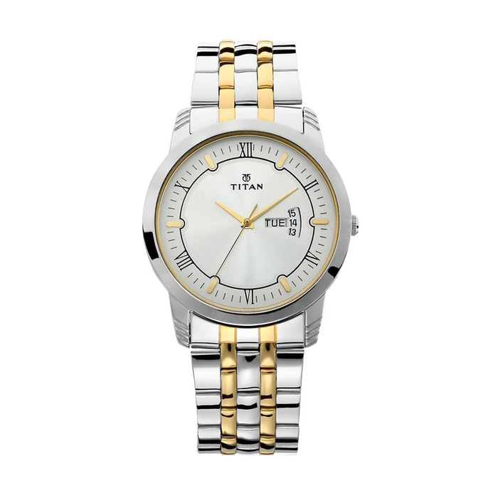 Titan Karishma Analog Silver Dial Men's Watch -NL1774BM01, Silver/Gold, bracelet