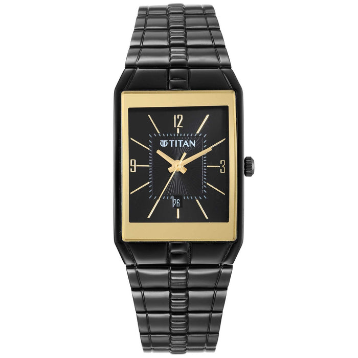 Titan Karishma Black Dial Brass Strap Watch 9151NM01