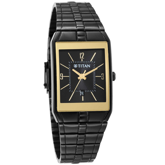 Titan Karishma Black Dial Brass Strap Watch 9151NM01