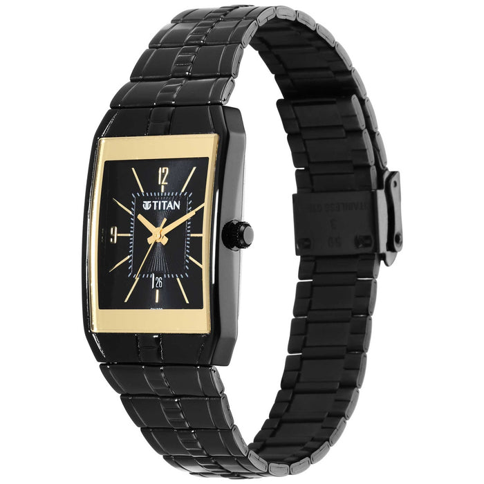 Titan Karishma Black Dial Brass Strap Watch 9151NM01