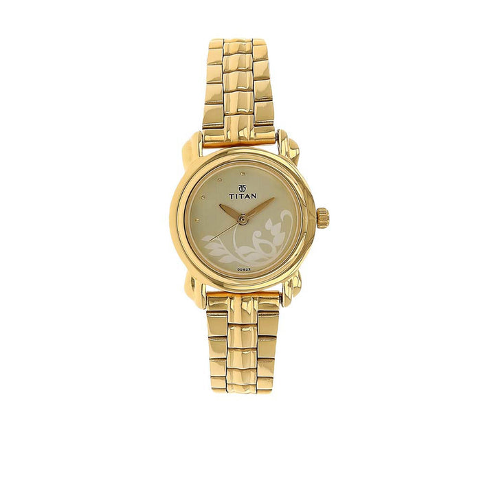 Titan Karishma Champagne Dial Analog Watch for Women 2534YM01, Golden, bracelet