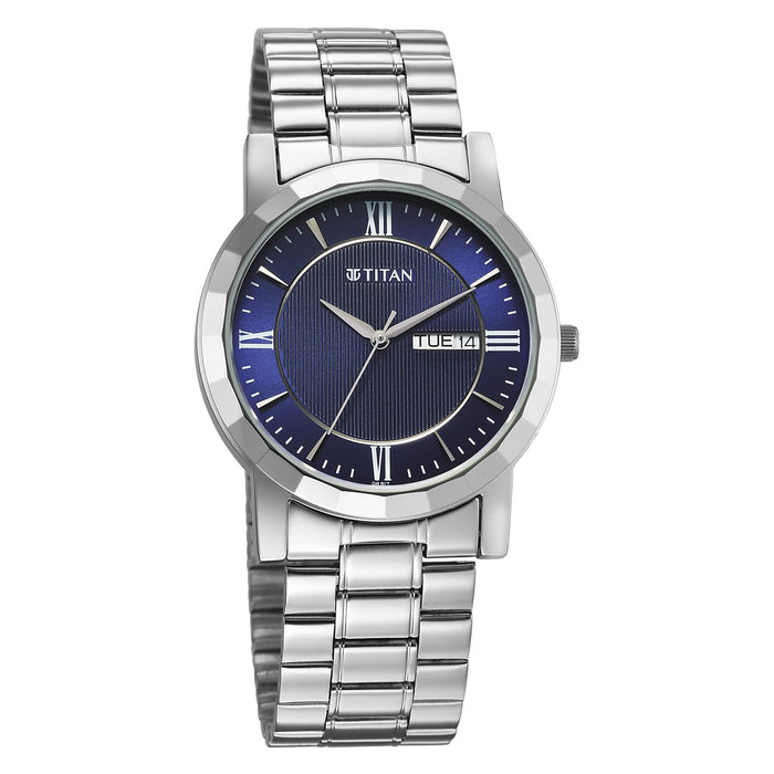 Titan Karishma Gents Upg Blue Round Dial Stainless Steel Strap Watch For Men