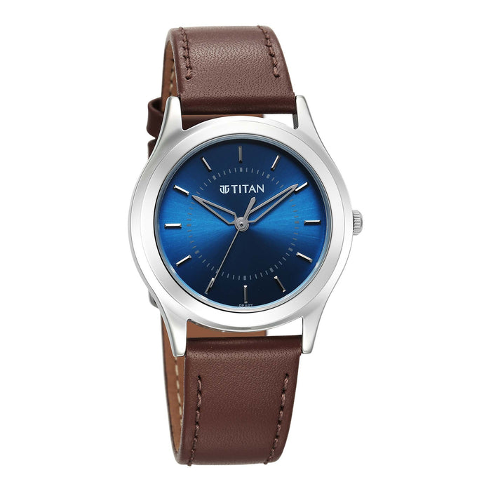 Titan Karishma Zing Quartz Analog Blue Dial Leather Strap Watch for Men 1648SL01