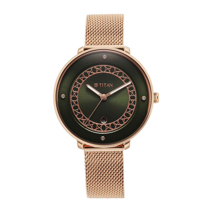 Titan Marhaba Green Dial Analog Stainless Steel Strap watch for Women
 2651WM07