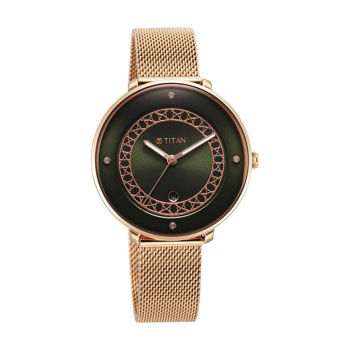 Titan Marhaba Green Dial Analog Stainless Steel Strap watch for Women
 2651WM07