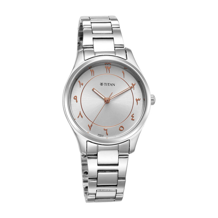Titan Marhaba Silverwhite Dial Women Watch With Stainless Steel Strap
 2639SM11