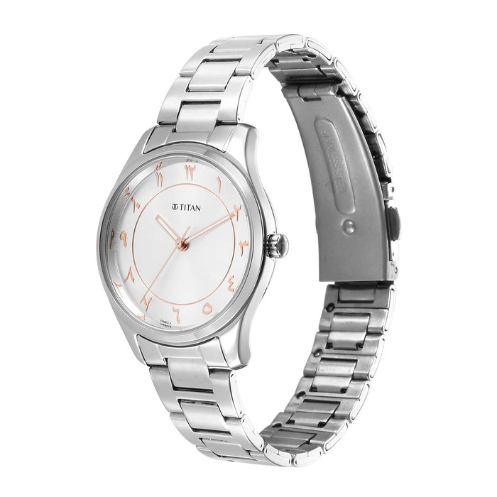Titan Marhaba Silverwhite Dial Women Watch With Stainless Steel Strap
 2639SM11