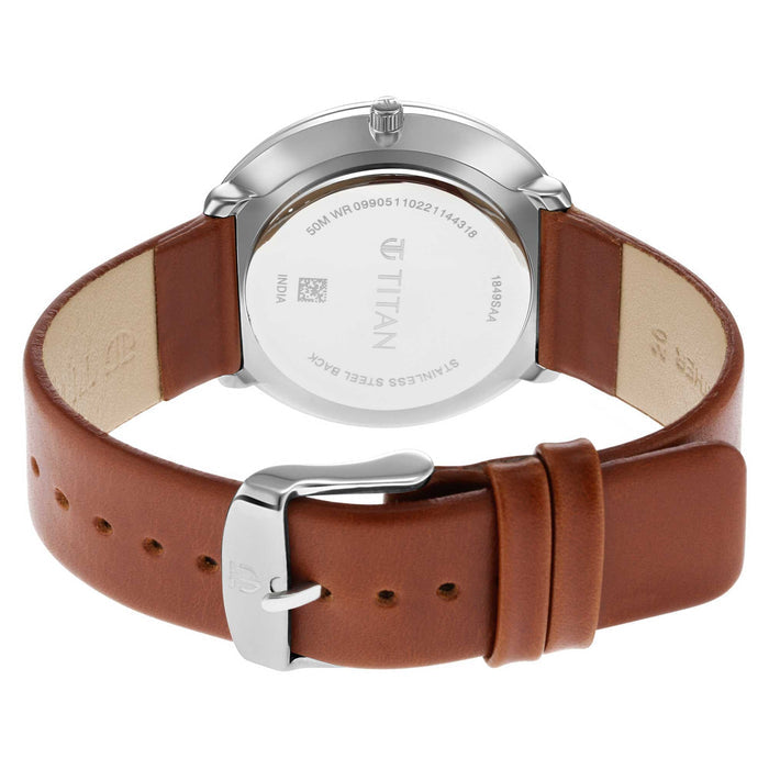 Titan Men Leather Analog Black Dial Watch-1849Sl01/Nr1849Sl01, Band Color-Brown