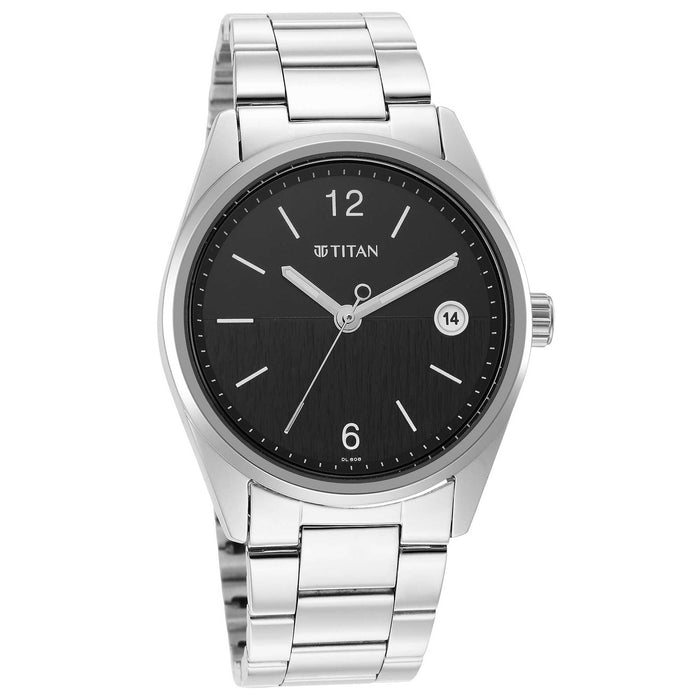 Titan Mens 42 mm Neo VI Phase II Black Dial Stainless Steel Analog Watch - 1729SM08, Black