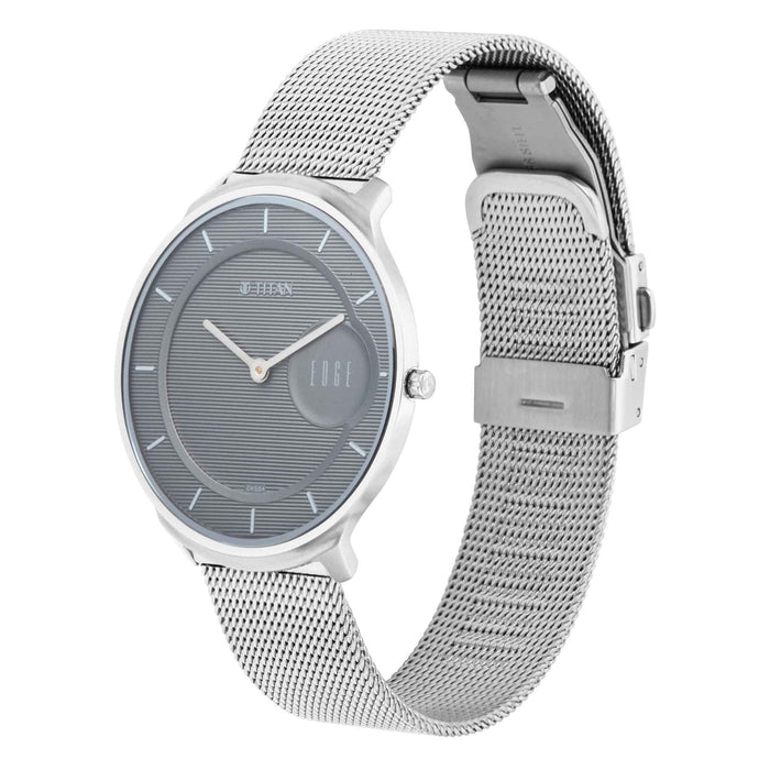 Titan Mens Edge Baseline Grey Dial Stainless Steel Analogue Watch - WTT1843SM01, Silver