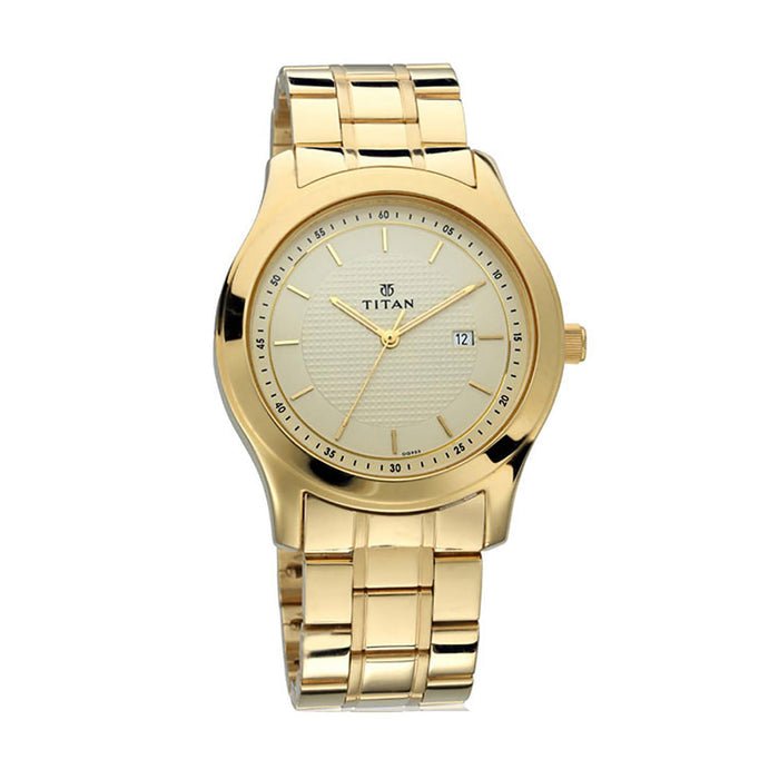 Titan Men's Off White Dial Color Metal Band Watch - 1627YM04