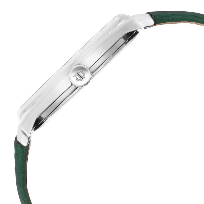 Titan Mens Silver White Dial Leather Strap Watch