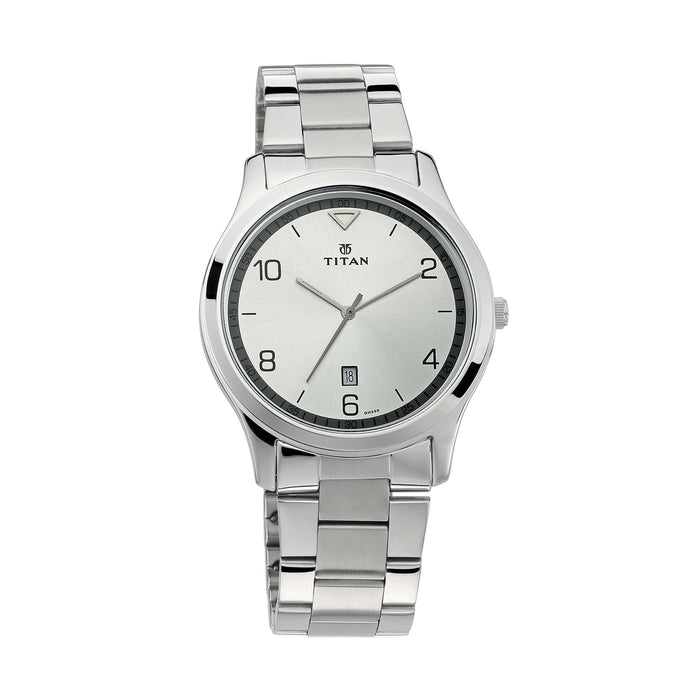 Titan Neo Analog Silver Dial Men's Watch-NL1770SM01, White, Free Size