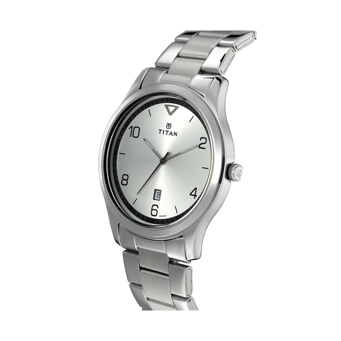 Titan Neo Analog Silver Dial Men's Watch-NL1770SM01, White, Free Size
