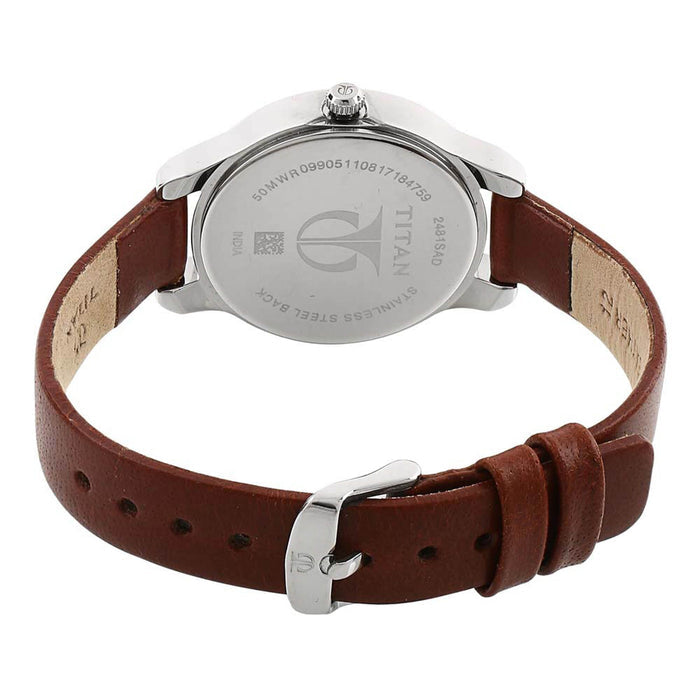 Titan Neo Black Dial Analog Watch for Women 2481SL07, Brown, strap
