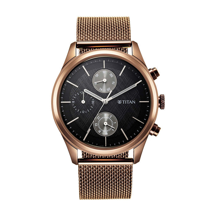 Titan Neo Splash Black Dial Stainless Steel Strap Watch 1805QM05