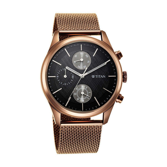 Titan Neo Splash Black Dial Stainless Steel Strap Watch 1805QM05