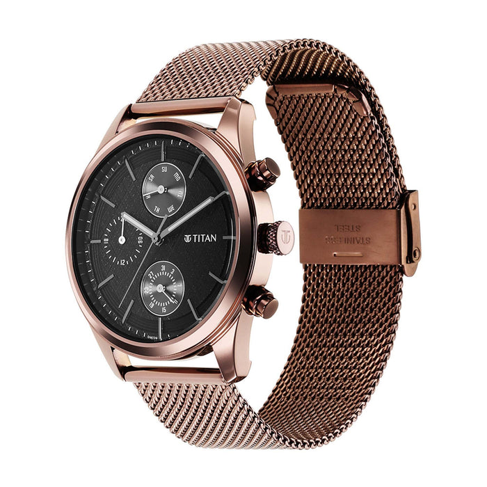 Titan Neo Splash Black Dial Stainless Steel Strap Watch 1805QM05