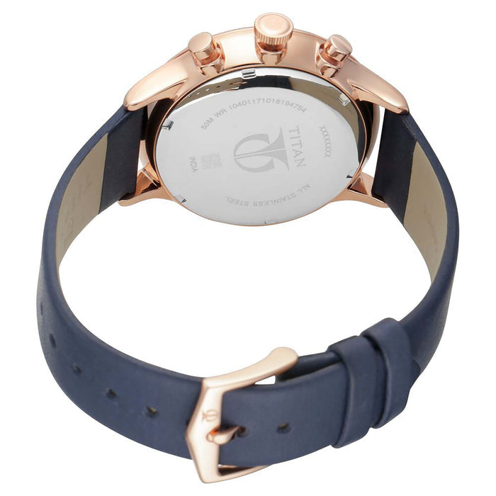 Titan On Trend Blue Dial Leather Strap Watch 90102WL02