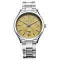 Titan Palette Of Time Quartz Analog with Date Yellow Dial Stainless Steel Strap Watch For Men
