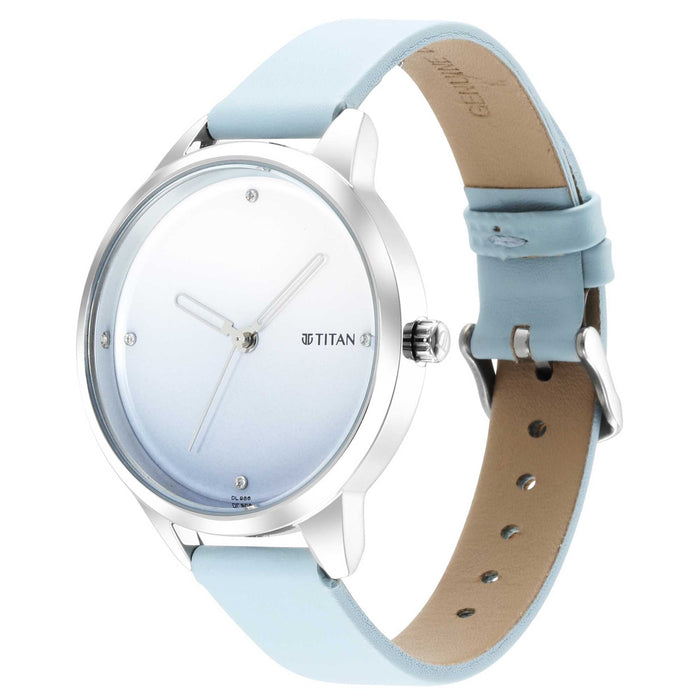 Titan Pastel Dreams Blue Dial Blue Leather Strap Watch 2664SL02