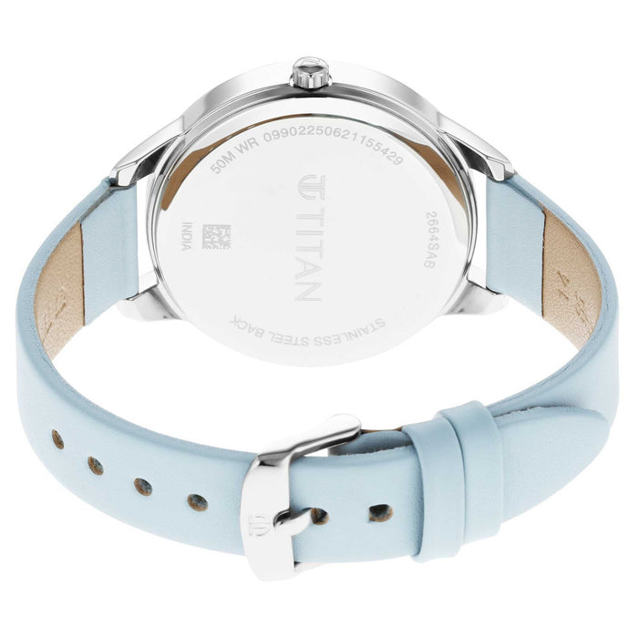 Titan Pastel Dreams Blue Dial Blue Leather Strap Watch 2664SL02