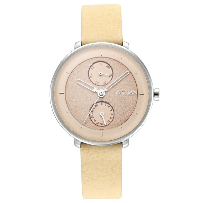 Titan Pastel Dreams Brown Dial Sand Leather Strap Watch 2651SL05