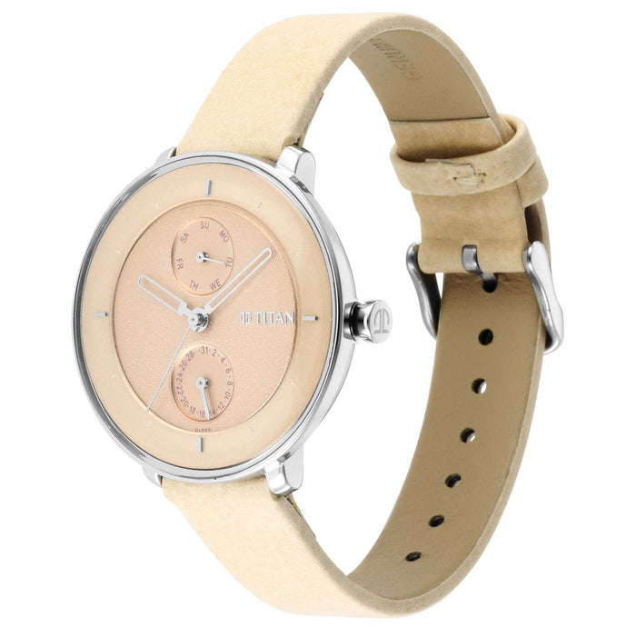 Titan Pastel Dreams Brown Dial Sand Leather Strap Watch 2651SL05