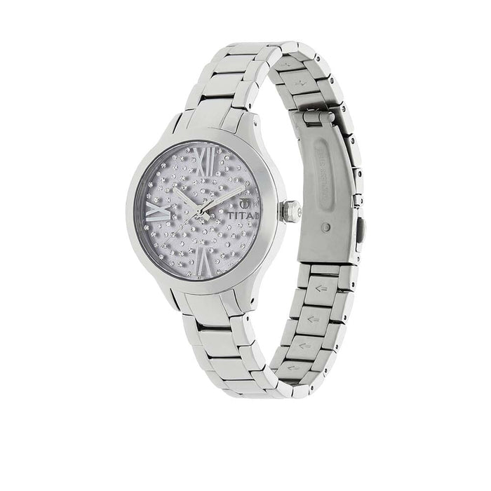 Titan Purple Dial Metal Strap Watch 95027SM02